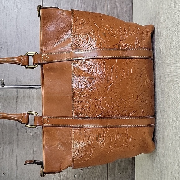 Patricia Nash Talloria Tooled Brown Leather Tote Shoulder Bag Handbag Purse - Picture 4 of 12